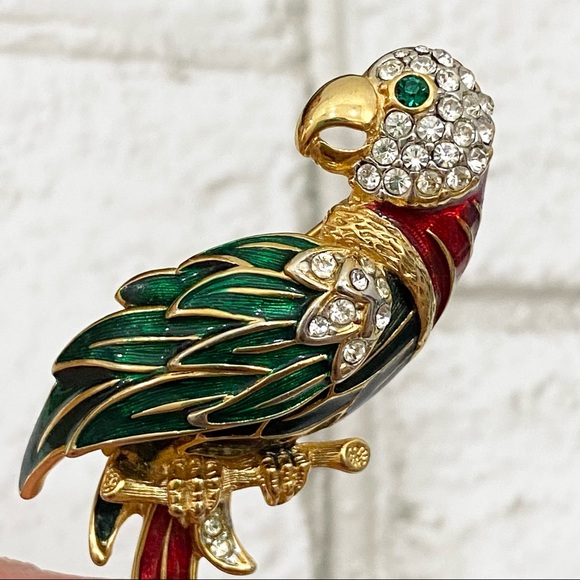 Vintage Unsigned Enamel Parrot Bird Brooch NOS - Picture 4 of 13
